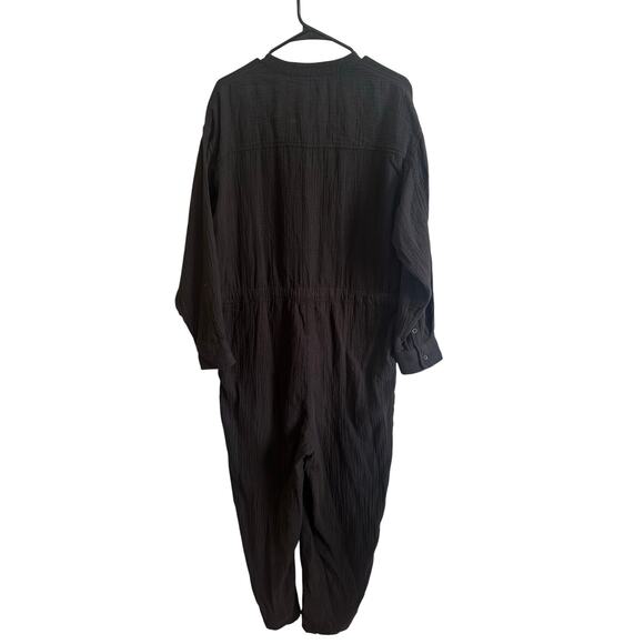 Aritzia Wilfred Orne Jumpsuit Sz M Black Gauze Cotton Great! - Picture 2 of 7